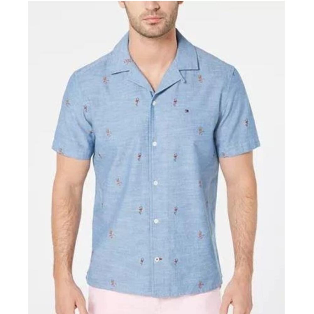 Tommy Hilfiger Men's Casual Parrot Print Cotton Button Down Shirt Size 3XL